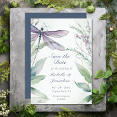  Waterverf Dragonfly en groen bruiloft Save The Date