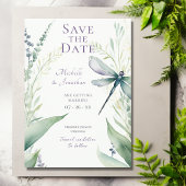 Waterverf Dragonfly en groen bruiloft Save The Date