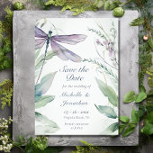 Waterverf Dragonfly en groen bruiloft Save The Date