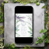 Waterverf Dragonfly en groen bruiloft Save The Date