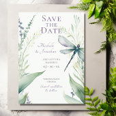Waterverf Dragonfly en groen Foto Bruiloft Save The Date