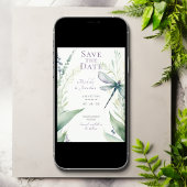 Waterverf Dragonfly en groen Foto Bruiloft Save The Date