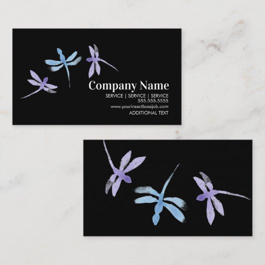 Waterverf Dragonfly Hand Painted Company Visitekaartje (Voorkant / Achterkant)