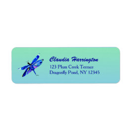 Waterverf Dragonfly Handtekening  adres Etiket