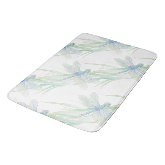 Waterverf Dragonfly in Soft Blues en Green art Badmat (Gekanteld)