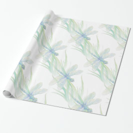 Waterverf Dragonfly in Soft Blues en Green art Cadeaupapier