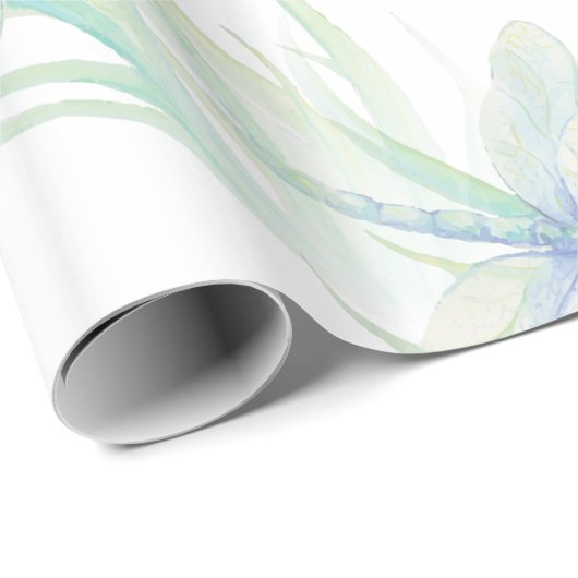 Waterverf Dragonfly in Soft Blues en Green art Cadeaupapier (Rol Hoek)