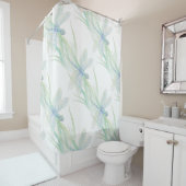 Waterverf Dragonfly in Soft Blues en Green art Douchegordijn (In situ)
