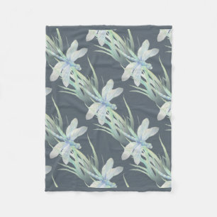 Waterverf Dragonfly in Soft Blues en Green art Fleece Deken