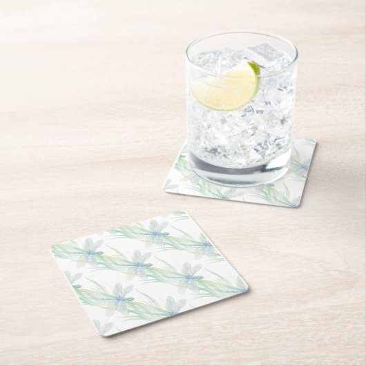 Waterverf Dragonfly in Soft Blues en Green art Kartonnen Onderzetters (Insitu)