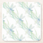 Waterverf Dragonfly in Soft Blues en Green art Kartonnen Onderzetters (Voorkant)