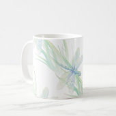 Waterverf Dragonfly in Soft Blues en Green art Koffiemok (Voorkant links)
