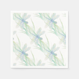 Waterverf Dragonfly in Soft Blues en Green art Servetten