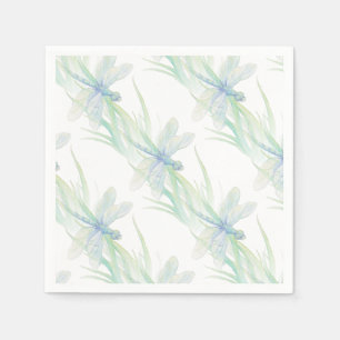 Waterverf Dragonfly in Soft Blues en Green art Servetten