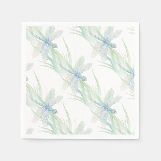 Waterverf Dragonfly in Soft Blues en Green art Servetten (Voorkant)