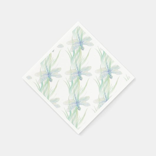 Waterverf Dragonfly in Soft Blues en Green art Servetten (Hoek)