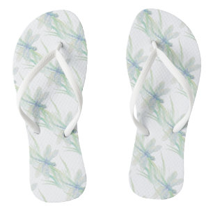 Waterverf Dragonfly in Soft Blues en Green art Teenslippers