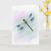 Waterverf Dragonfly-Kaart (groot afdrukken) Kaart (Gele Bloem)