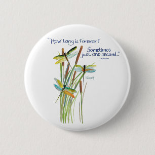 Waterverf Dragonfly met Lewis Carroll Ronde Button 5,7 Cm