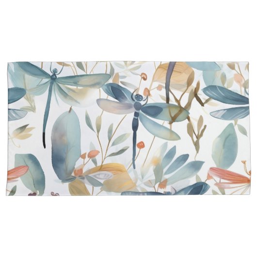 Waterverf Dragonfly-patroon Kussensloop (Voorkant-Rechts)