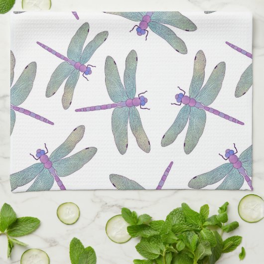Waterverf Dragonfly-patroon Theedoek (Gevouwen)