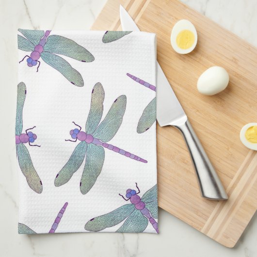 Waterverf Dragonfly-patroon Theedoek (Quarter Fold)