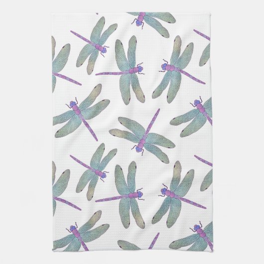 Waterverf Dragonfly-patroon Theedoek (Verticaal)