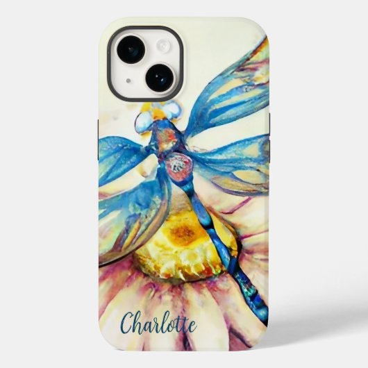 Waterverf Dragonfly, personaliseren Case-Mate iPhone Case (Achterkant)