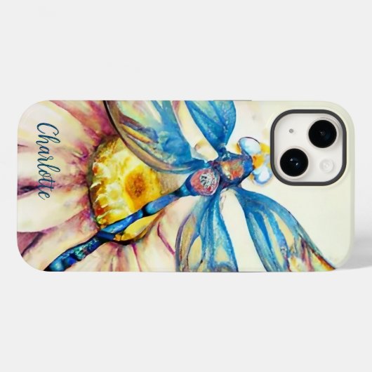 Waterverf Dragonfly, personaliseren Case-Mate iPhone Case (Achterkant (horizontaal))