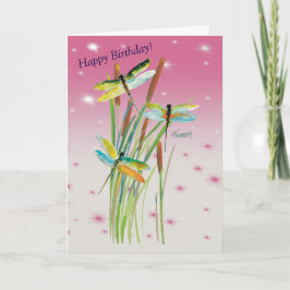 Waterverf Dragonfly Roze Gepersonaliseerde briefpa Notitiekaartje