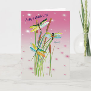 Waterverf Dragonfly Roze Gepersonaliseerde briefpa Notitiekaartje