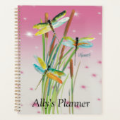 Waterverf Dragonfly Roze Gepersonaliseerde Planner (Voorkant)