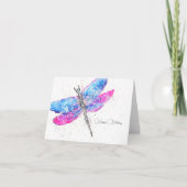 Waterverf dragonfly roze klassiek Birthday Bedankkaart (Voorkant)