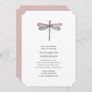 Waterverf dragonfly Sweet 16. Lila 16e verjaardag Kaart
