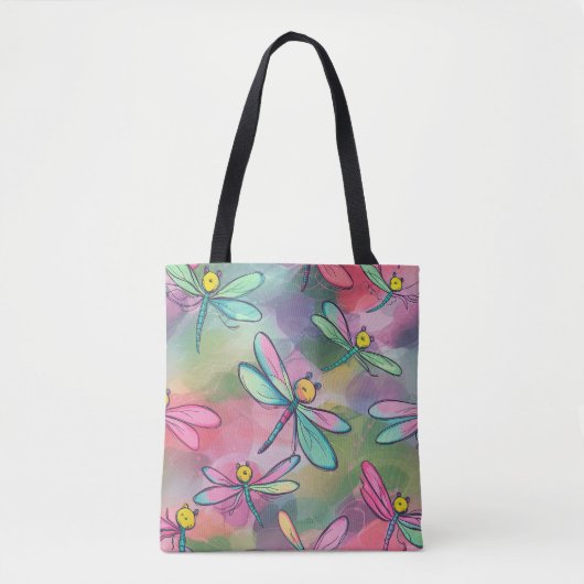 Waterverf Dragonfly Tote Bag (Voorkant)