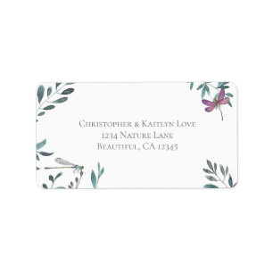 Waterverf Dragonfly Tuin Groen Adres Etiket