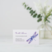 Waterverf Dragonfly-Visitekaartjes | Paars Visitekaartje (Staand voorkant)