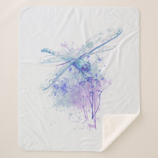 Waterverf Dragonfly water Sherpa Deken (Voorkant)