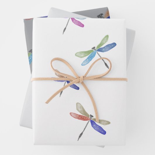 Waterverf Dragonfly Wrapping Paper (In situ)