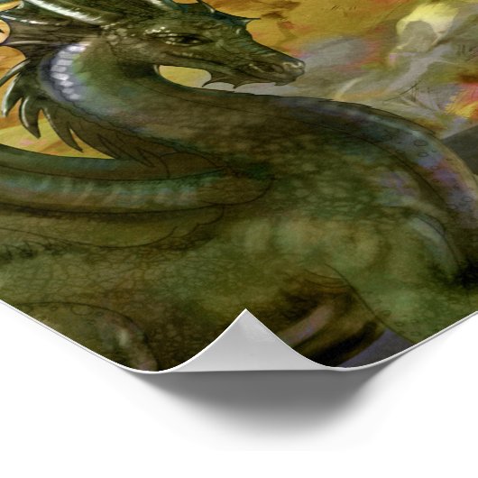 Waterverf Dragons Fantasy Art Poster (Hoek)