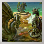 Waterverf Dragons Fantasy Art Poster (Voorkant)