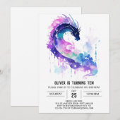 Waterverf Dragon's Majestic Verjaardag Kaart (Voorkant / Achterkant)