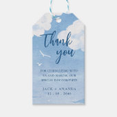 Waterverf Drawn Light Blue Sky Wedding Favoriet La Cadeaulabel (Voorkant)