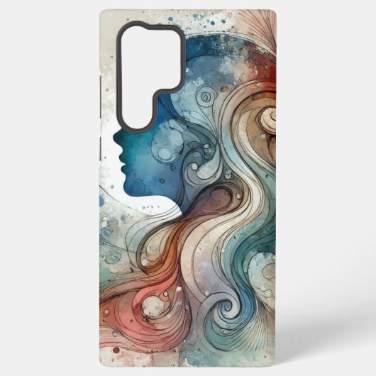 waterverf Dream: Artistic Feminine Silhou Samsung Galaxy Hoesje (Achterkant)