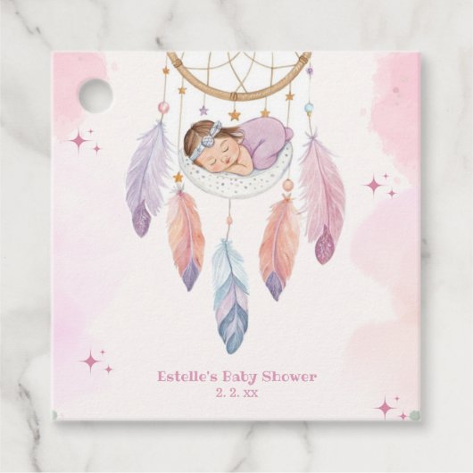 waterverf Dreamcatcher-baby shower Bedankjes Labels (Voorkant)