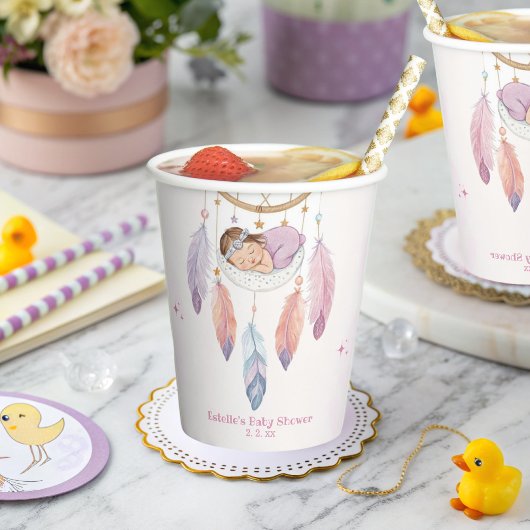 waterverf Dreamcatcher-baby shower Papieren Bekers