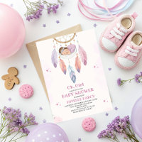 Waterverf Dreamcatcher Baby shower Uitnodiging
