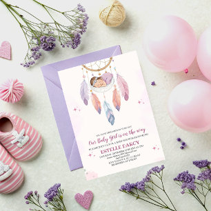Waterverf Dreamcatcher Baby shower Uitnodiging