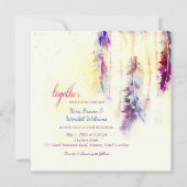 Waterverf Dreamcatcher Feathers Bruiloft Kaart (Voorkant)