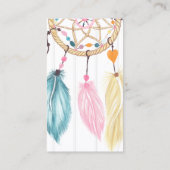 Waterverf Dreamcatcher feathers Wood Yoga Visitekaartje (Achterkant)